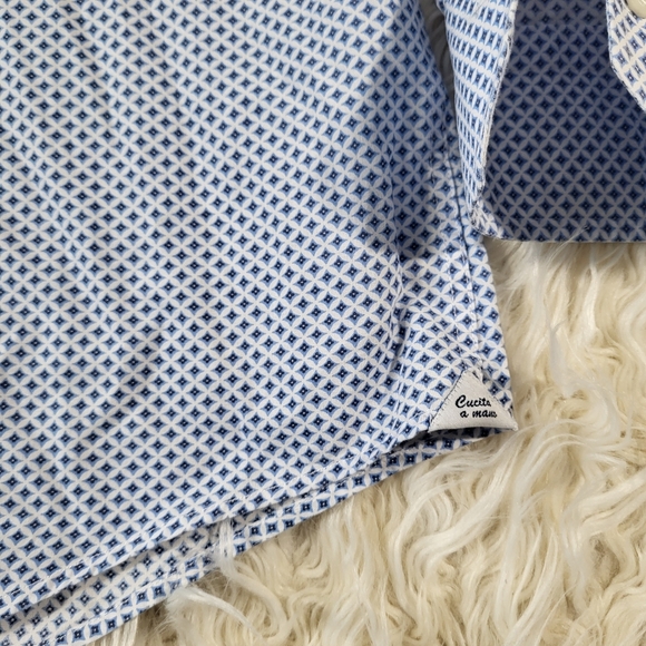 Sartoria Condotti Napoli Stylish Blue Patterned Men's Shirt Size XL - Picture 5 of 16